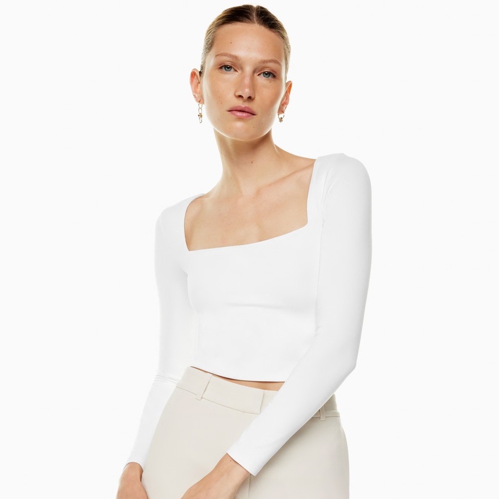 Babaton White Squareneck Contour Top